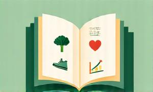 Downloadable PDF icon over a background of healthy food and exercise items